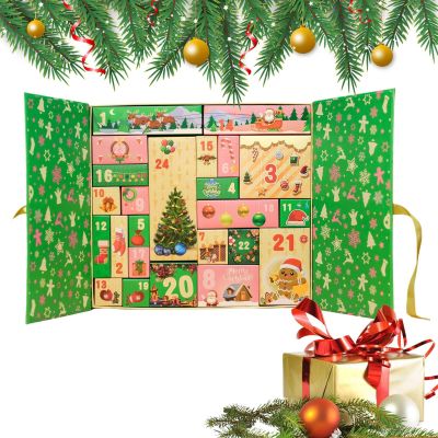 ZHUMCCY Christmas Countdown Calendar Box | 24-Grid Empty Christmas Advent Boxes 2025 | Decorative Handmade Case for Windowsill Shelf Desktop Holiday Festival Party Stationery Chocolate