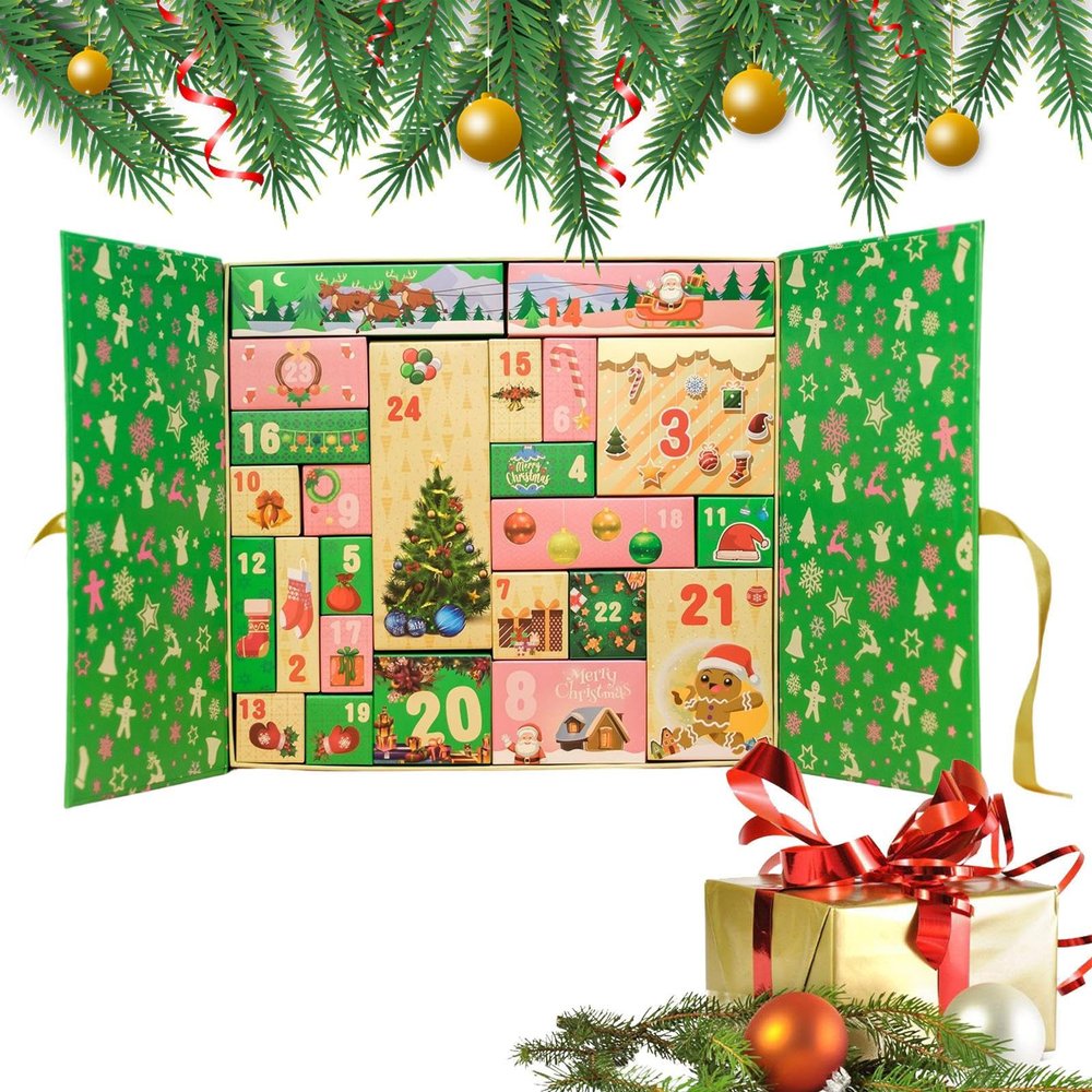 ZHUMCCY Christmas Countdown Calendar Box | 24-Grid Empty Christmas Advent Boxes 2025 | Decorative Handmade Case for Windowsill Shelf Desktop Holiday Festival Party Stationery Chocolate