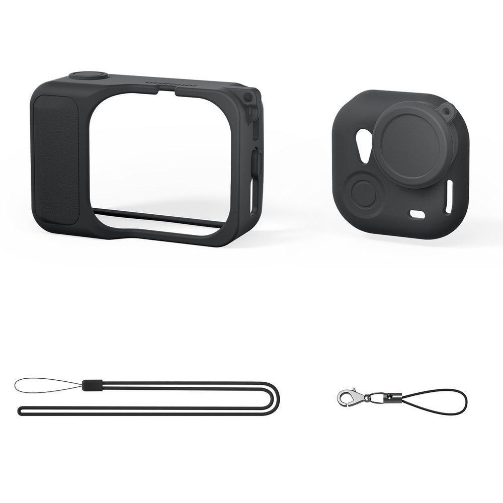 Allayu Silicone Body Cover For GO Anti Drop Lens Protector Included Shockproof Skin Cover Silica Gel Anti-Slip Grip, black
