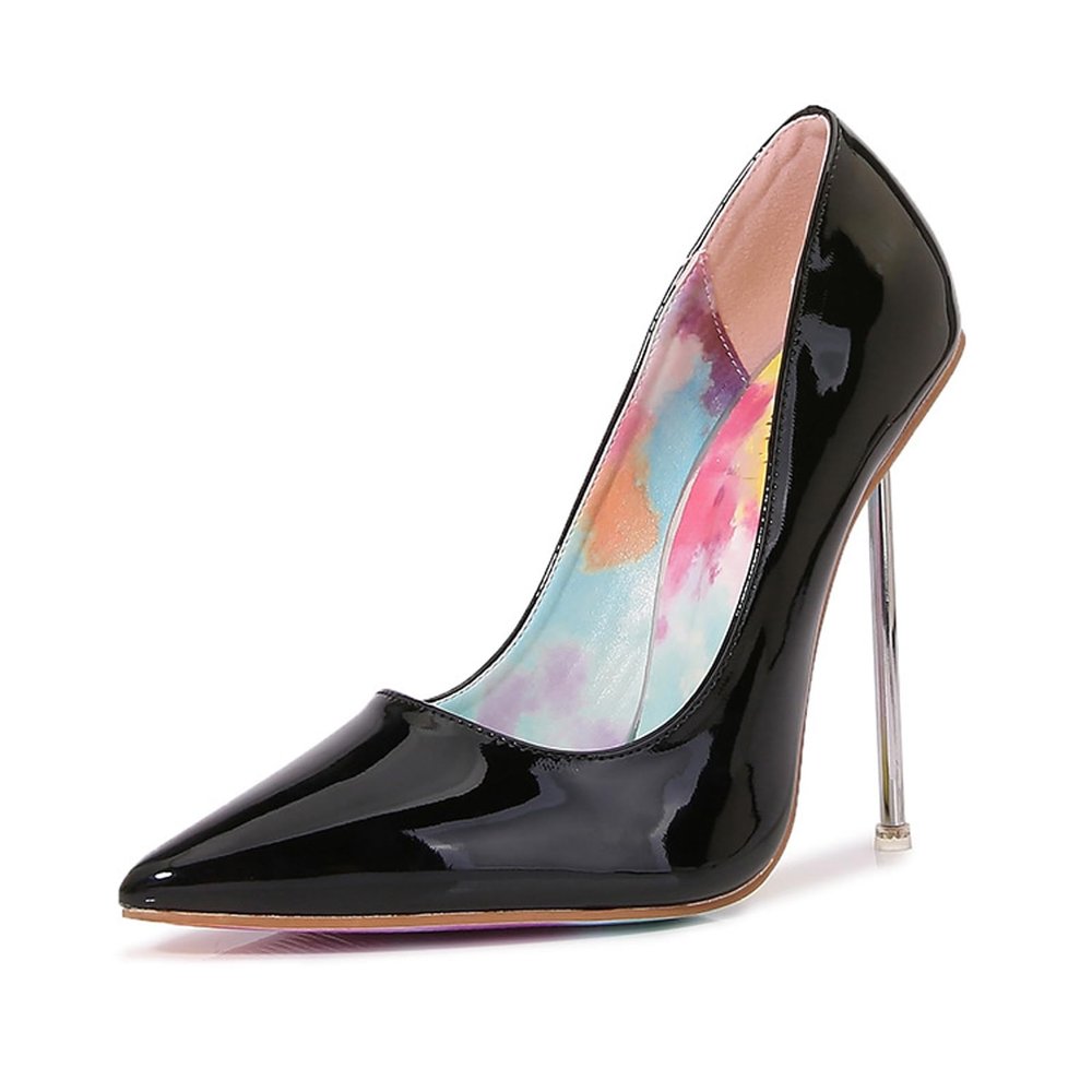 LIUGUISUOCHBH Women's 12cm High Heels | Pointed Toe Big Size Pumps for Weddings, Clubbing, Crossdressing, Pole Dance, Burlesque Shows,Black,5 UK