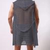 Mens Sexy Lingerie See Through Towel Robe Mesh Transparent Bathrobe Sleepwear Wear Full Length Sweater Men (Grey, XL) view 2