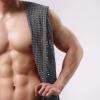 Mens Sexy Lingerie See Through Towel Robe Mesh Transparent Bathrobe Sleepwear Wear Full Length Sweater Men (Grey, XL) view 4