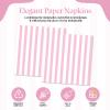 50PCS Pink and White Striped Paper Napkins, Light Pink Dinner Napkin Disposable Beverage Dessert Luncheon Napkins for Birthday Bridal & Baby Shower Wedding Party Supplies view 3
