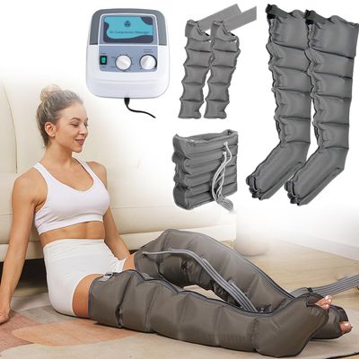 6-Cavity Leg Massager Pneumatic Wave Device Pressotherapy Boots,Lymphatic Drainage Massager,Full Body Waist Arm Leg Relax Instrument,Lymphedema Pump,Timed And Adjustable Pressure (6 Cavity grey)