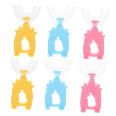 LALADEFIEE U-Shaped Toothbrush and Teeth Cleaning Tool 6pcs Set, Soft Food-Grade Silicone Brush Heads, 360-degree Manual Oral Care for Toddlers Boys and Girls