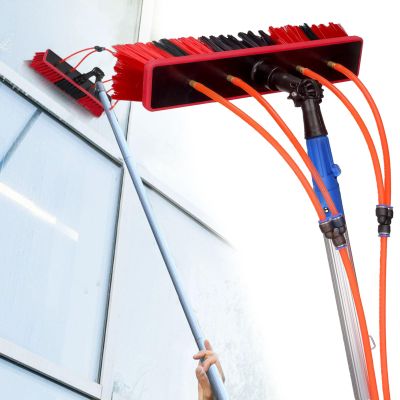 12M Extendable Water Fed Window Cleaning Kit 55CM Brush & 11CM Brush for High Roofs Cars & Floors Efficient Water Fed Cleaning Equipment