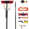 12m Telescopic Washing Brush Carbon Fiber Poles for Solar Panels Patio Roofs Includes 55cm Brush Hose & Soap Dispenser for Efficient Cleaning view 1