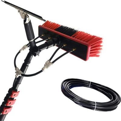 18FT Water Fed Pole Brush Kit Telescopic Window & Solar Panel Cleaner with Squeegee 3.6 12M Extendable Reach Ideal for Efficient Cleaning & Streak Free Shine