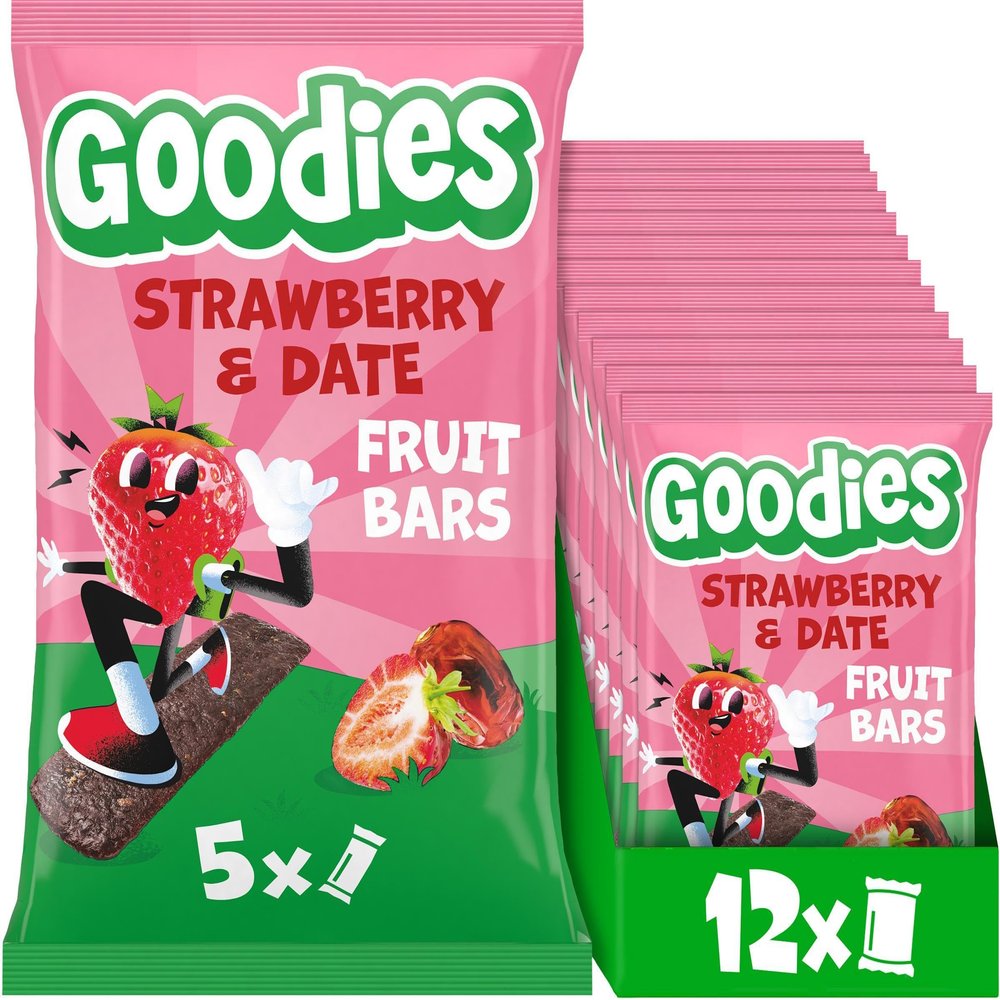 Goodies Kids Strawberry & Date Fruit Bars, 12 x 20 g