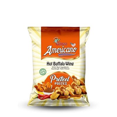 Americano Hot Buffalo Wing Pretzel Pieces 10 x 100g, Bite Size Mouthwatering Pretzel Pieces, Delicious and Crispy Vegetarian Snacks, Ready to Eat Snacks