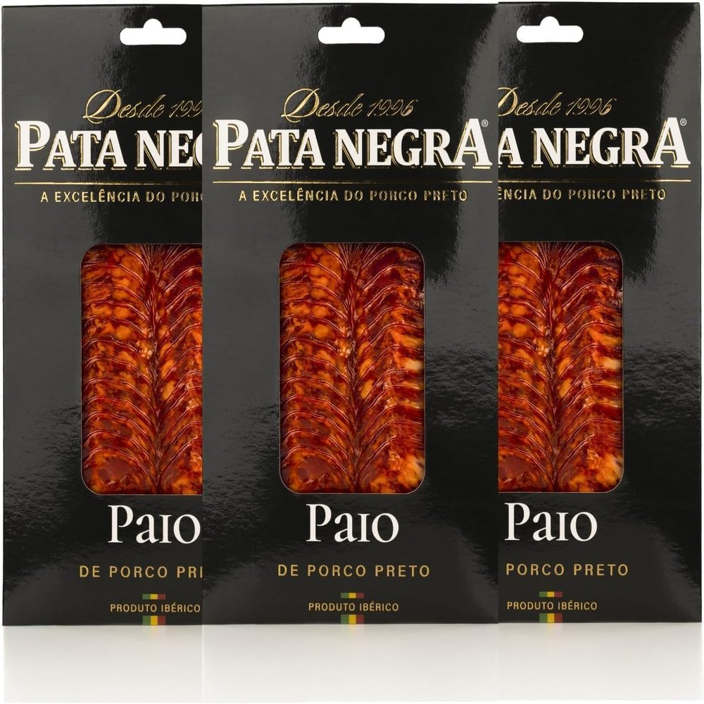 Chorizo Dry-Cured Sliced Iberico Black Pork Pata Negra 80 g Pack of 6 Gourmet Charcuterie Specialty Traditional Flavor Vacuum Packed