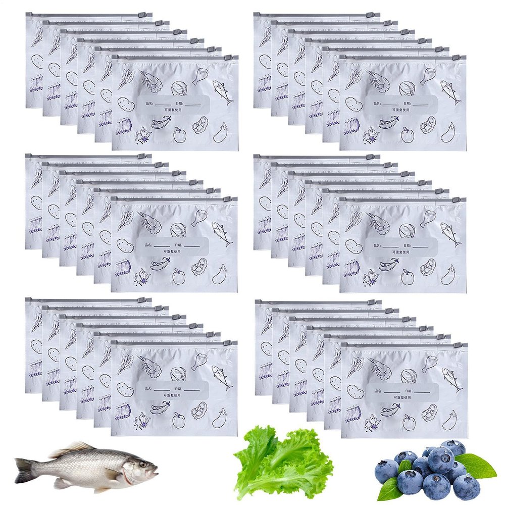 30 Pieces Freezer - Reusable Freezer Bags | Reconcilable Food Bag Bags for Sandwich, Fruits, Bread, Vegetables and Meals | Durable Sustainable Kitchen Accessories