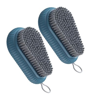 LABRIMP 2Pcs Multi-functional Scrubbing Brushes for Household Laundry and Shoe Cleaning Ergonomic Handle with Hanging Blue Clothes Washing and Stain Removal Tools