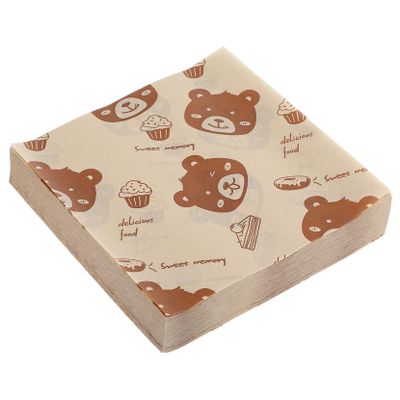 LIGIGWASH 500pcs Greaseproof Paper Sheets for Food Wrapping, Brown Food Safe Sandwich and Burger Wrapping Paper with Fresh Delicate Cartoon Printing Design, for Kitchen and Dining Use