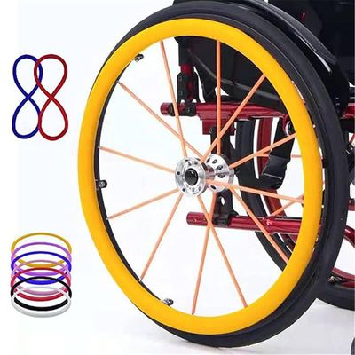 22/24in 1 Pair Wheelchair Cover, Wheelchair Rear Wheel Push Ring Silicone Push Rim Covers, Non-Slip Wear-Resistant Hand Protective Cover Accessories, for Improve Grip and Traction(Yellow,24in)