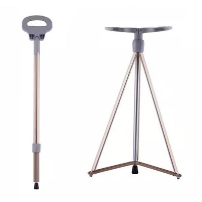 Foldable Cane with Seat, Portable Walking Stick Chair, 330lb Capacity, Lightweight Mobility Aid Crutch Stool with Storage Bag for Adults and Seniors