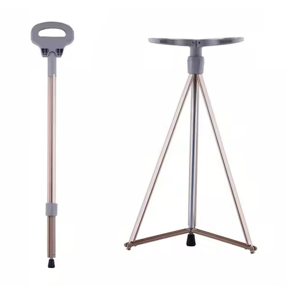 Foldable Cane with Seat, Portable Walking Stick Chair, 330lb Capacity, Lightweight Mobility Aid Crutch Stool with Storage Bag for Adults and Seniors
