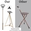 Foldable Cane with Seat, Portable Walking Stick Chair, 330lb Capacity, Lightweight Mobility Aid Crutch Stool with Storage Bag for Adults and Seniors view 4
