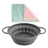 1 Piece of Gray Drain Basket, 1 Piece of Rag, Kitchen Filter Basin, Vegetable Washing Drain Basin, Outdoor Camping Props, Bowl Brushing Absorbent Rag, Restaurant Cleaning Tool. view 1