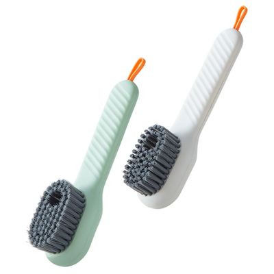 DECOMELODY 2pcs Multifunctional Shoe Brush with Liquid Dispenser, Plastic Comfortable-to-hold Cleaner Brush Suitable for Boys and Girls, for Household and Clothes Cleaning