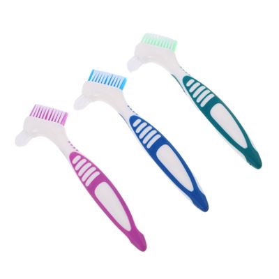 BCOATH 3pcs Double Sided Toothbrushes with Soft Bristles, Denture Cleaning Brush Kit for Elderly, Portable Teeth Cleaning Tool for Travel and Home Use