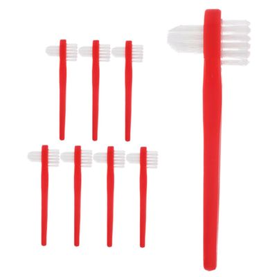 VICASKY 8pcs Dual Head Toothbrush Dentures Cleaner with Hard Nylon Bristles for Effective Cleaning, Versatile Use in Oral Care and Retainer Maintenance