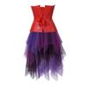 Josamogre Leather Corset Dress Layered Skirt Tulle 2 Set Bustier Boned Zipper Biker Girl Costume Lingerie Cosplay Women's Red XXS view 3