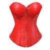 Josamogre Leather Corset Dress Layered Skirt Tulle 2 Set Bustier Boned Zipper Biker Girl Costume Lingerie Cosplay Women's Red XXS view 4