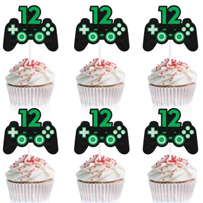 18pcs Video Gaming Cupcake Toppers Kids Level Up 12th Birthday Happy Game-Controller Decorations Set, Birthday Party for Boys and Girls, Game-Night, Game-Powder Party Unlock Decorations (12th)