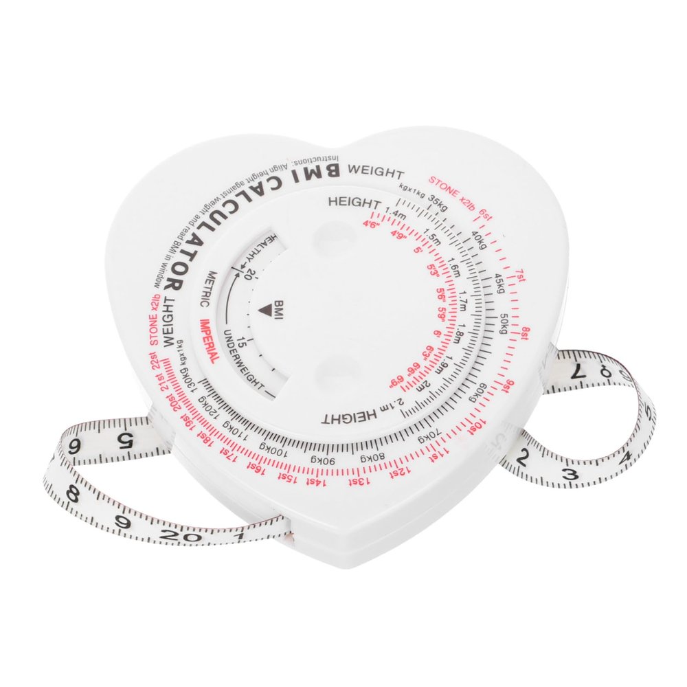 LOLIPPYY Heart-Shaped Bmi Body Measuring Tape with Dual-Sided Tape Compact Lightweight Plastic Design for Accurate Waist and Body Fat Measurement