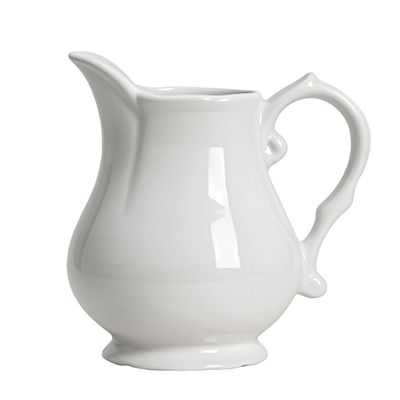SOCOSY Retro Ceramic Creamer with Handle, Coffee Milk Creamer Pitcher, Sauce Pitcher for Kitchen-White