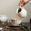 SOCOSY Retro Ceramic Creamer with Handle, Coffee Milk Creamer Pitcher, Sauce Pitcher for Kitchen-White view 3