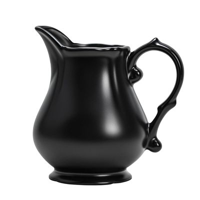 SOCOSY Retro Ceramic Creamer with Handle, Coffee Milk Creamer Pitcher, Sauce Pitcher for Kitchen-Black