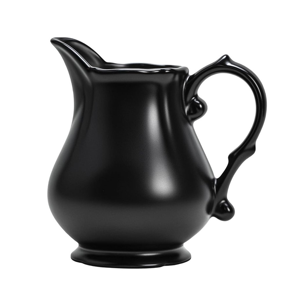 SOCOSY Retro Ceramic Creamer with Handle, Coffee Milk Creamer Pitcher, Sauce Pitcher for Kitchen-Black