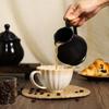 SOCOSY Retro Ceramic Creamer with Handle, Coffee Milk Creamer Pitcher, Sauce Pitcher for Kitchen-Black view 4