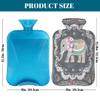 Hot Water Bottle with Soft Cover, Boho Elephant Ethnic Style 2L Hot Water Bags for Pain Relief, Cramps,Hand Feet Warmer, Menstrual view 2