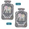 Hot Water Bottle with Soft Cover, Boho Elephant Ethnic Style 2L Hot Water Bags for Pain Relief, Cramps,Hand Feet Warmer, Menstrual view 4