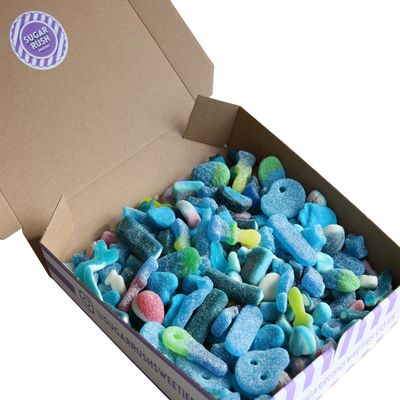 Blue Sweet Mix 400g-2kg | Viral Fizzy Pick n Mix Candy, Sour Blue Raspberry, Party, Wedding, Pizza Box, Sugar Rush Sweeties (1kg Resealable Bag)