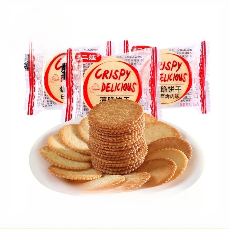 Barbecue flavored Crispy Biscuit Snacks Gift Pack 500g/Bag, Scallion flavored Crispy Biscuit, Family Leisure Snacks, Afternoon Tea Dessert, Chinese Leisure Food (BBQ flavor,2 bags)