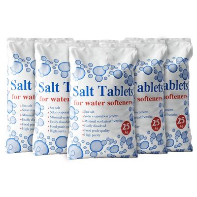ZINNIAUK 5 x Salt Tablets for Water Softener 25kg | Dishwasher Salt Tablet 100% Natural Sea Salt Easily Dissolved High Purity Tablet for Household, Laundry, Plumbing, Commercial & Industrial Use