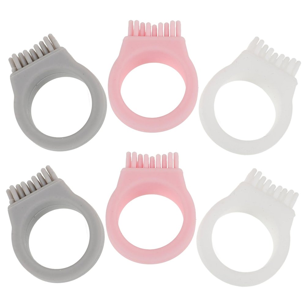 Anneome 6Pcs Silicone Ring Toothbrush for Travelers Hikers Campers Ergonomic Grip Portable Oral Care for Fresh Breath and Clean Teeth