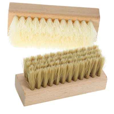 Ipetboom 2pcs Cleaning Brush Set with Wood Handle, Hard and Soft Bristles for Versatile Household Cleaning, Shoe and Clothes Scrubbing Tool for Effective Laundry and Home Use