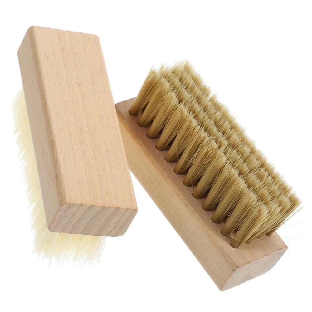 PENIKOKO 2pcs Cleaning Brush Set with Wood Handle and Hard Soft Bristles for Laundry and Shoe Cleaning, Household Scrub Brushes for Clothes and Surface Maintenance
