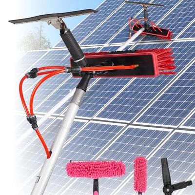 Telescopic Window Cleaner Kit - Extendable Water Fed Brush & Adjustable Pole for Effortless Window, Solar Panel & Hard-to-Reach Area Cleaning