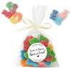 Personalised Sweet Wedding Stickers Sweet bags- Love is sweet Cone Bags Favour Luxury labels with Vegan/Halal sweets - Bag with Ribbon view 1