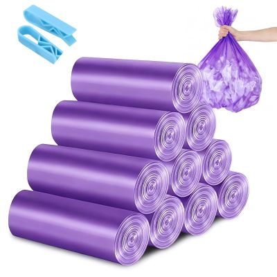 12Rolls Small Blue Trash Bags 3 Liter (0.8 Gal) - Mini Garbage Bags, Perfect for Small Trash Cans in Bathroom, Office, Car - Tear Resistant & Lightweight (Purple)