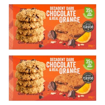 Dark Chocolate & Orange Oat Biscuits, 200g, Pack Of 2, Wheat Free, High Fibre, 48 Calories Per Biscuit