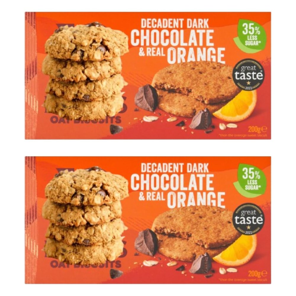 Dark Chocolate & Orange Oat Biscuits, 200g, Pack Of 2, Wheat Free, High Fibre, 48 Calories Per Biscuit