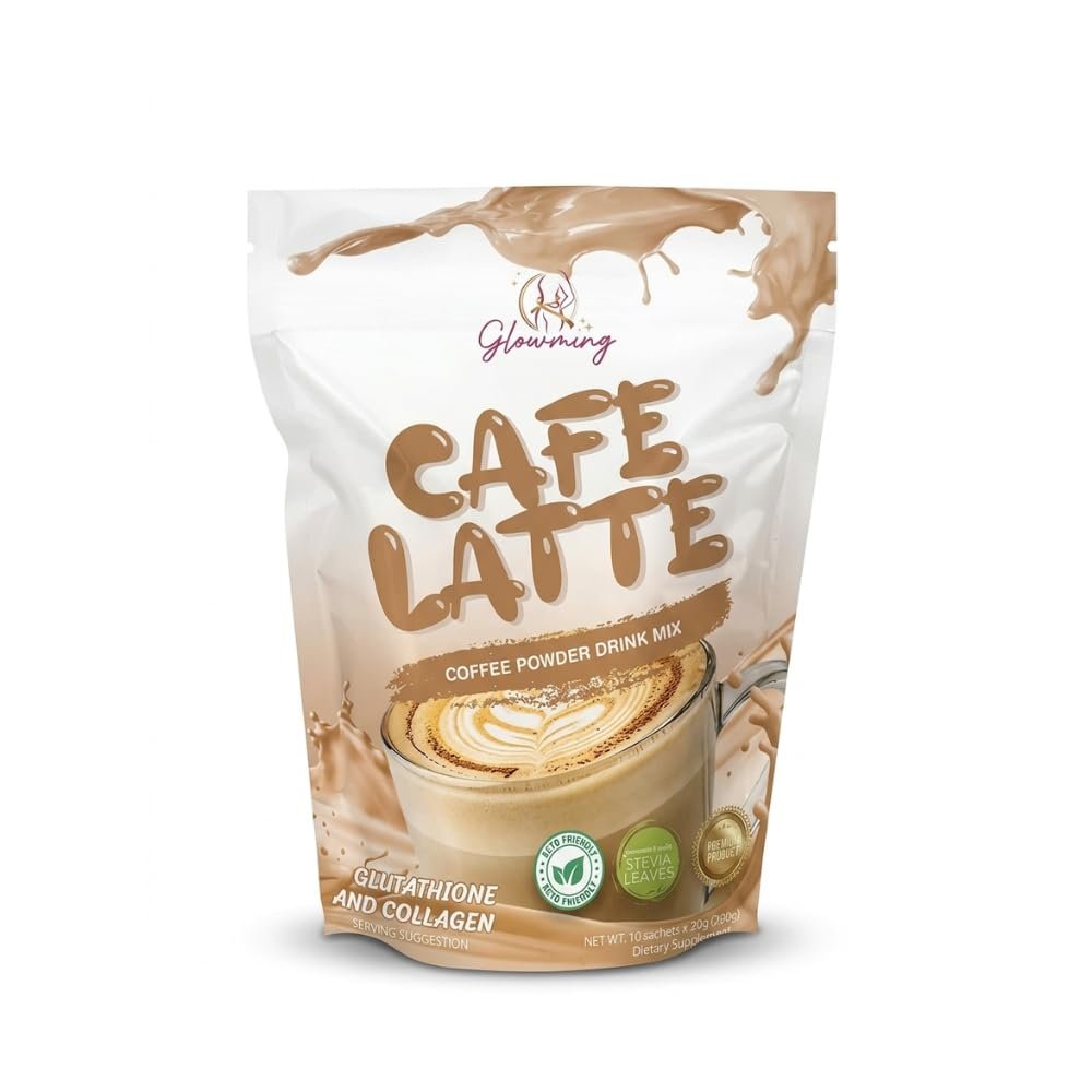 Glowming Cafe Latte Coffee Powder Drink Mix | Smooth Medium-Dark Roast | Creamy Instant Latte Blend | Resealable Pouch | Premium Coffee Powder for Home & Office