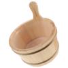 KONTONTY Solid Wood Sauna Bucket with Ergonomic Handle and Detachable Liner Wooden Foot Soak Barrel with Ladle for Efficient Steam Control and Home Spa Use view 1